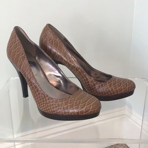 Alfani Leather Platform Heels w/ Crocodile Imprint